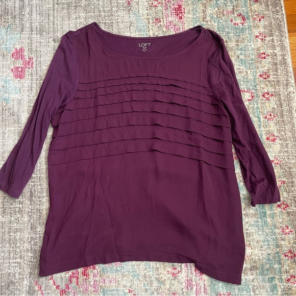 Loft Outlet Purple Ruffle Tee - Picture 1 of 4